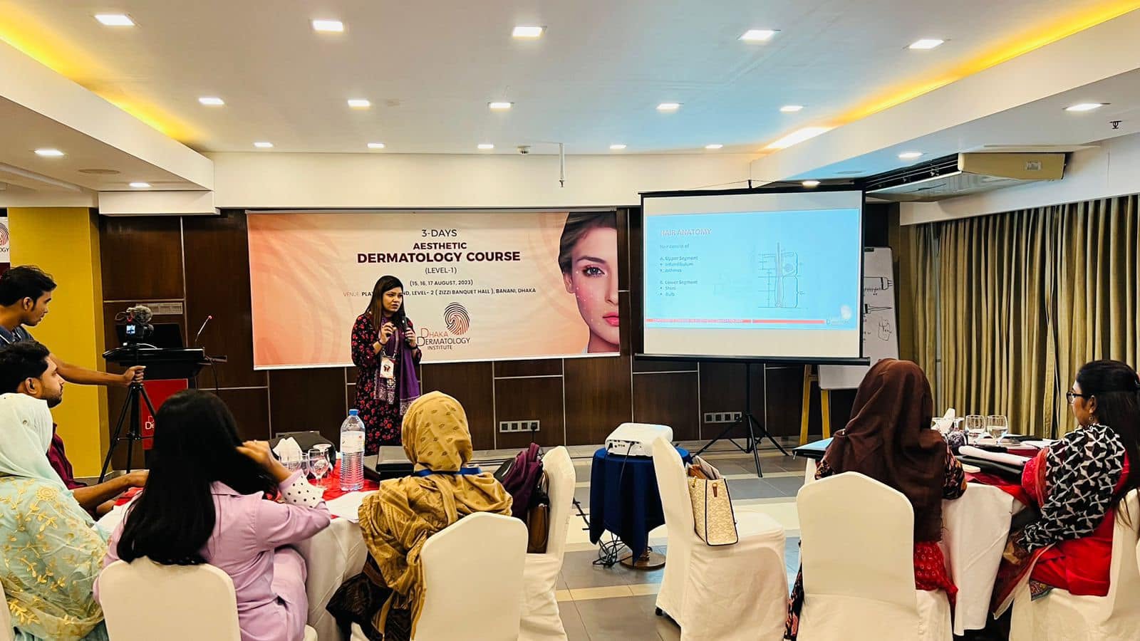 Dr. Rabeya Afroz Shoma teaching aesthetic dermatology to medical professionals