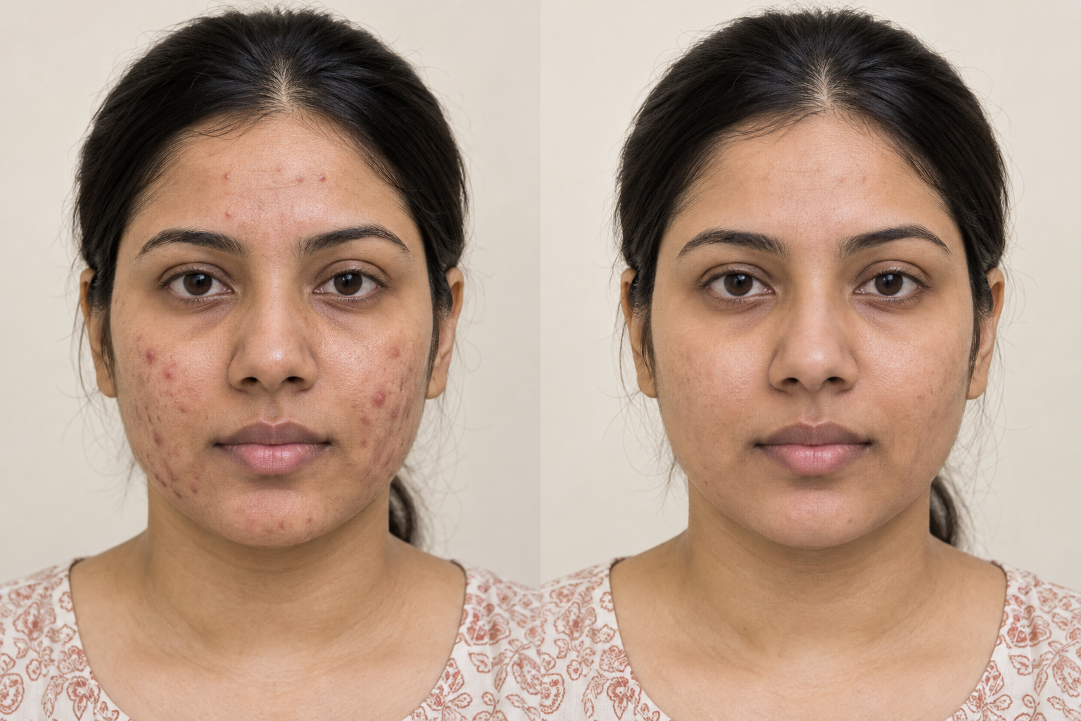 AI-generated illustration of possible skin appearance after acne care